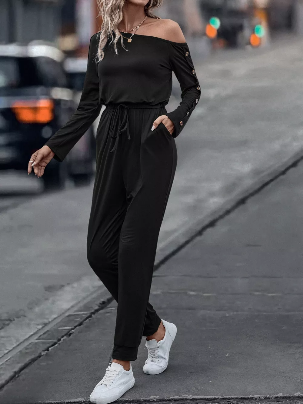 One Shoulder Long Sleeve Jumpsuit, image 6