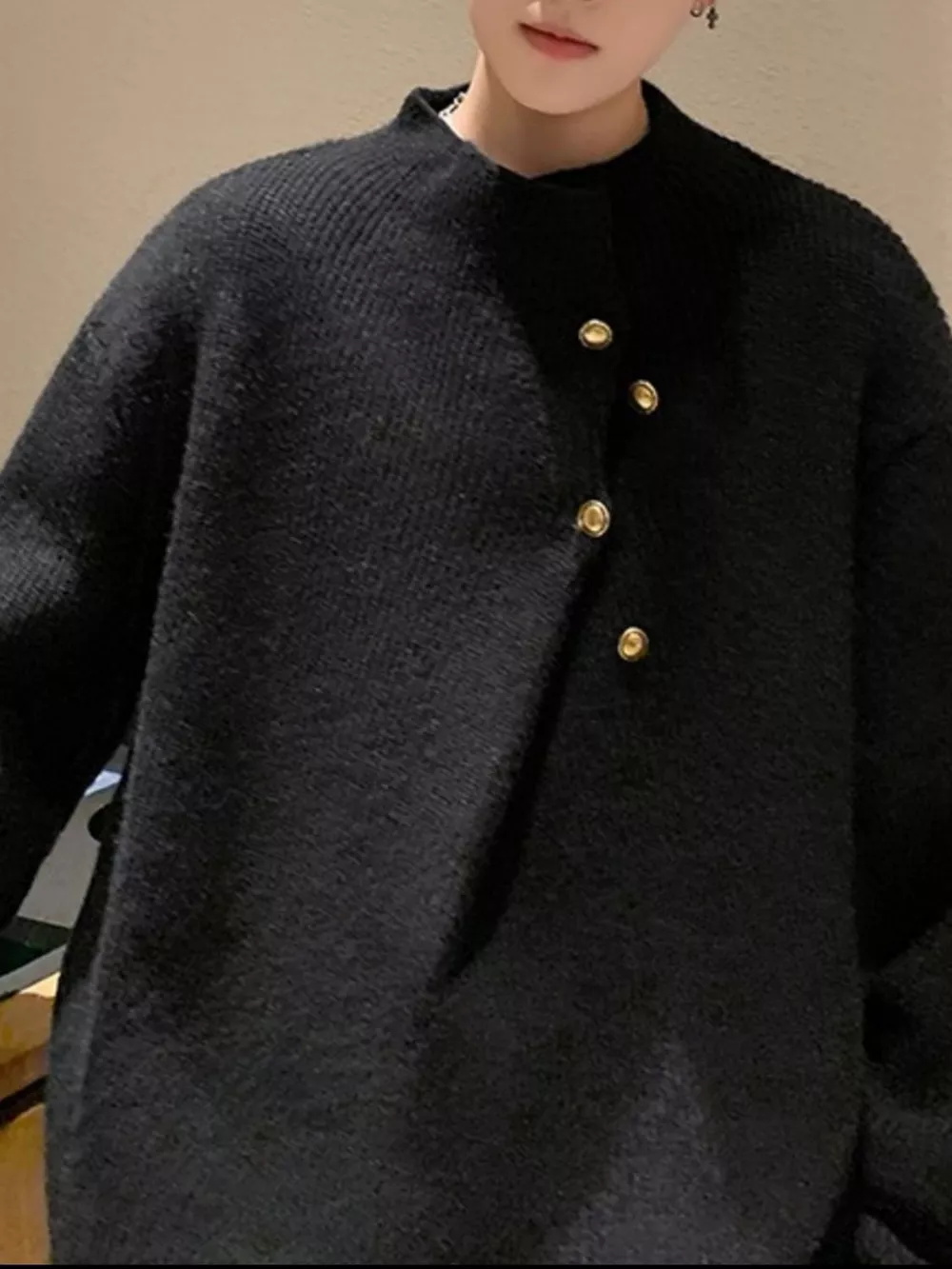 Men's Button-Accent Knitted Sweater, image 2