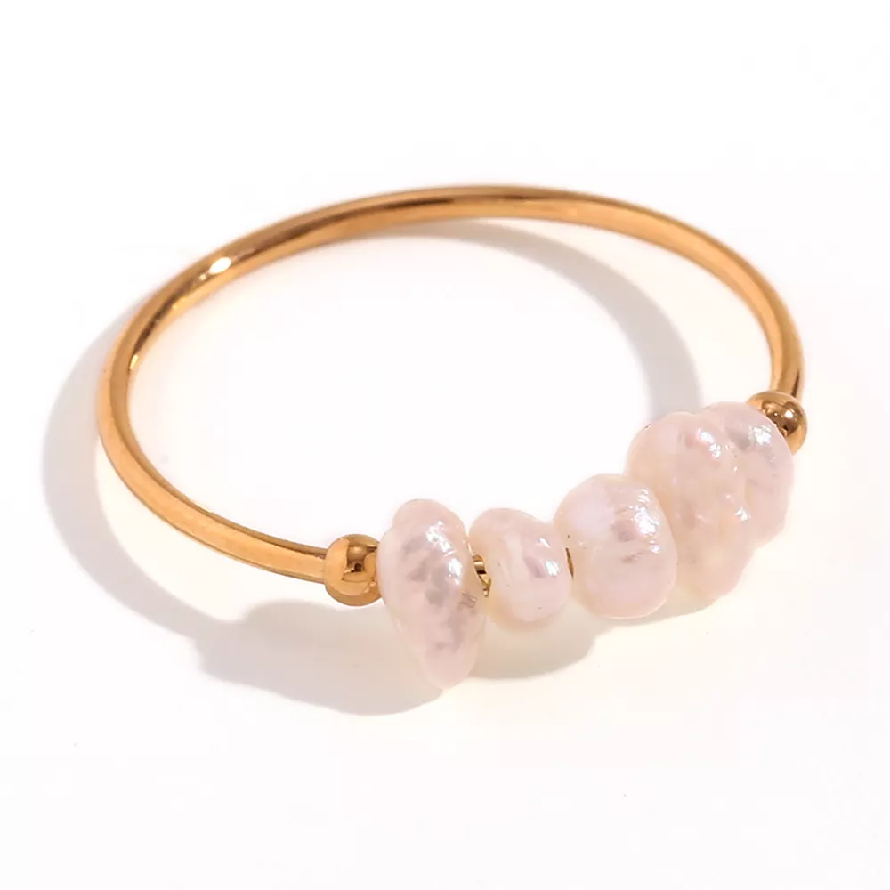 18K Gold-Plated Baroque Pearl Ring, image 14