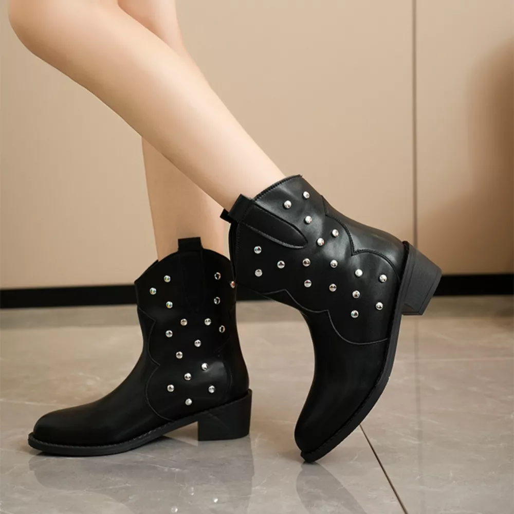Studded Western Ankle Boots, image 3