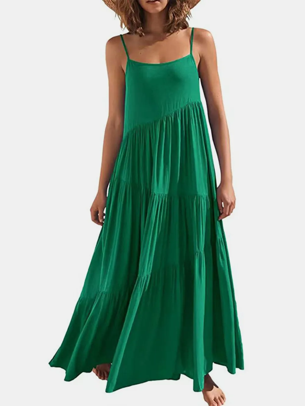 Full Size Ruched Tiered Spaghetti Strap Dress, image 25