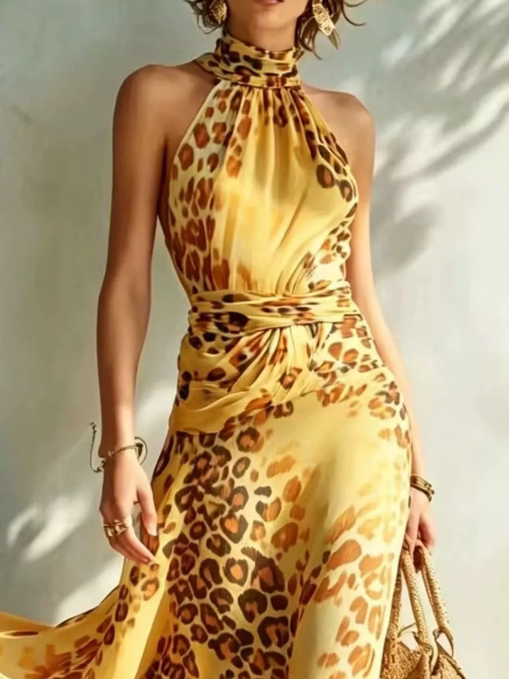 Leopard Print Sleeveless Maxi Dress, image 10