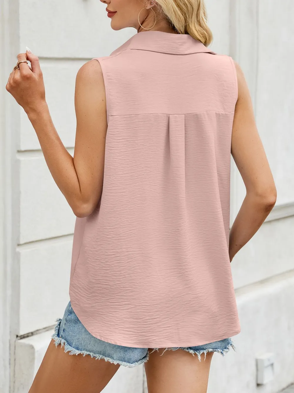 Button Down Collared Neck Tank, image 26