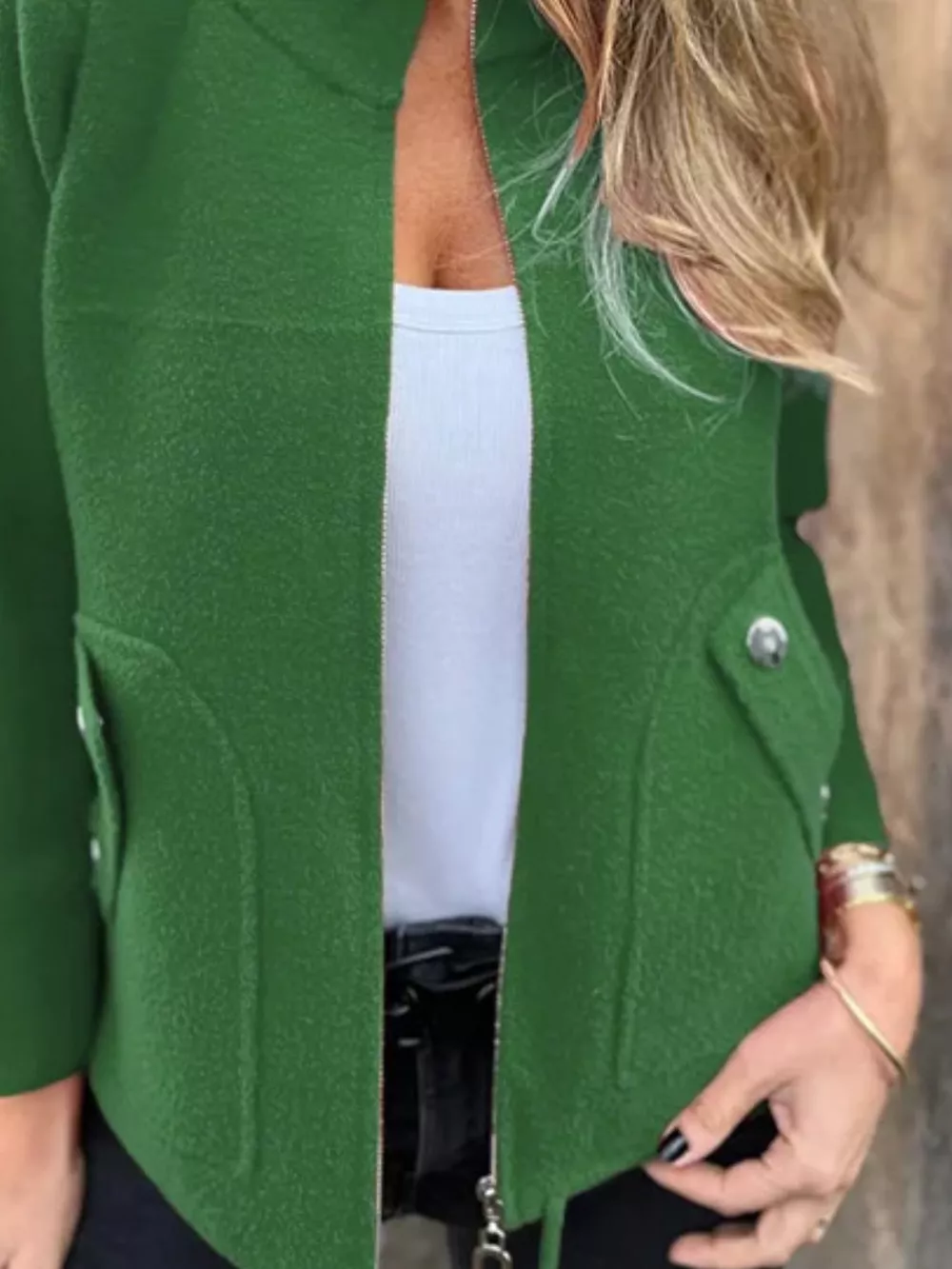 Full Size Textured Knit Zip Up Outerwear Plus Size, image 24