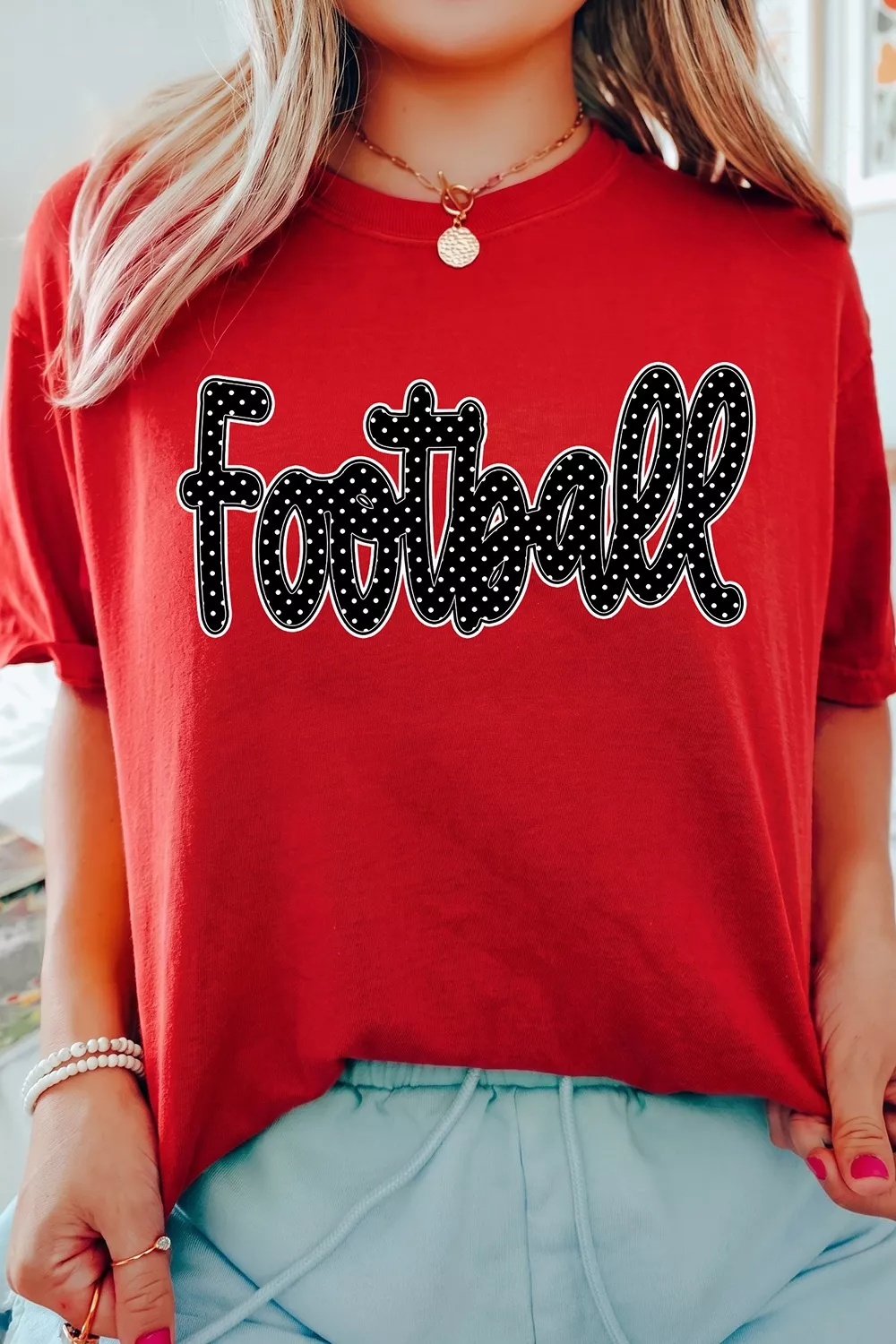 Full Size Football Polka Dot Letter Graphic Game Day T Shirt Plus Size, image 5