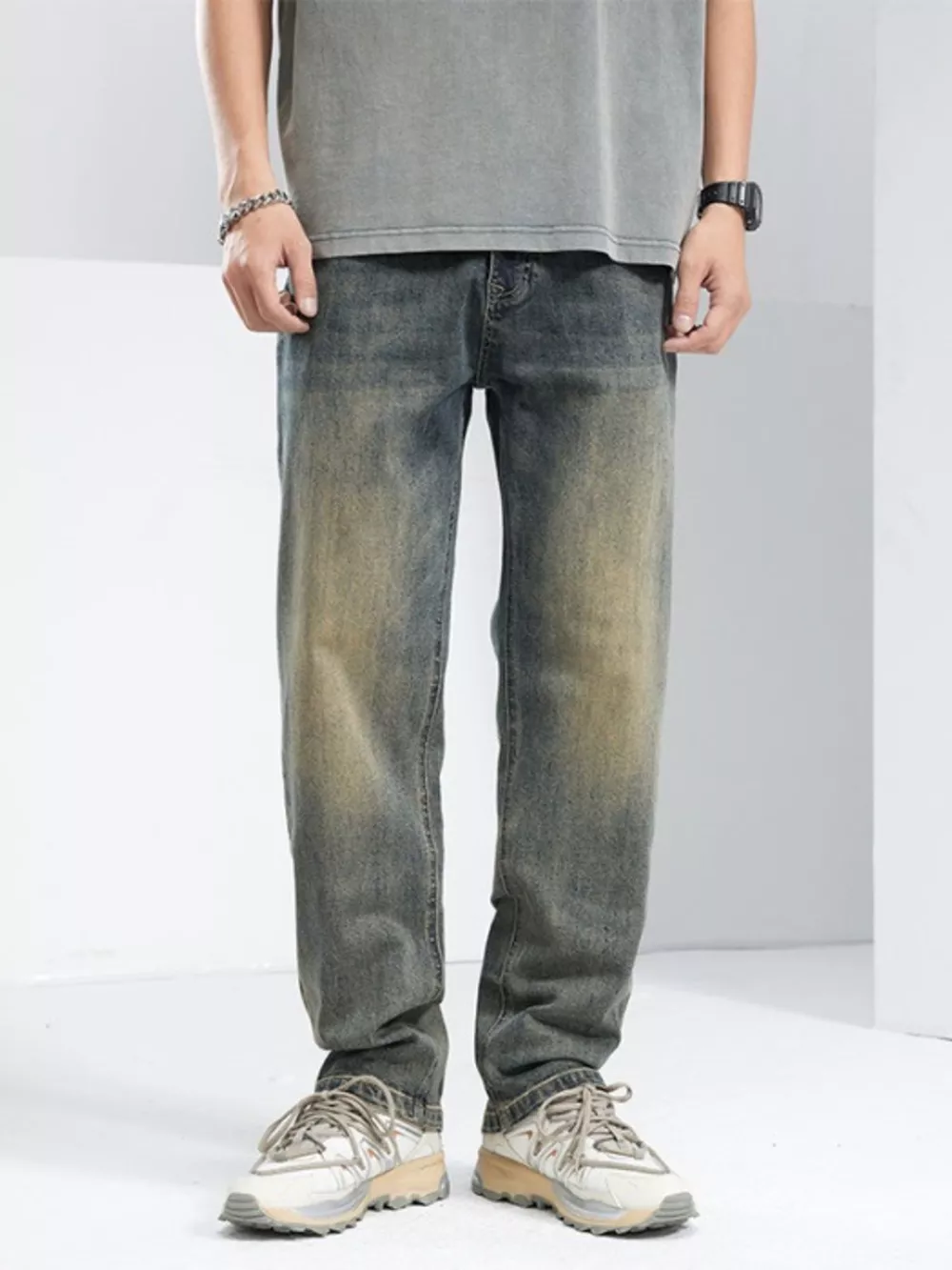 Men's Washed Loose Fit Jeans, image 4