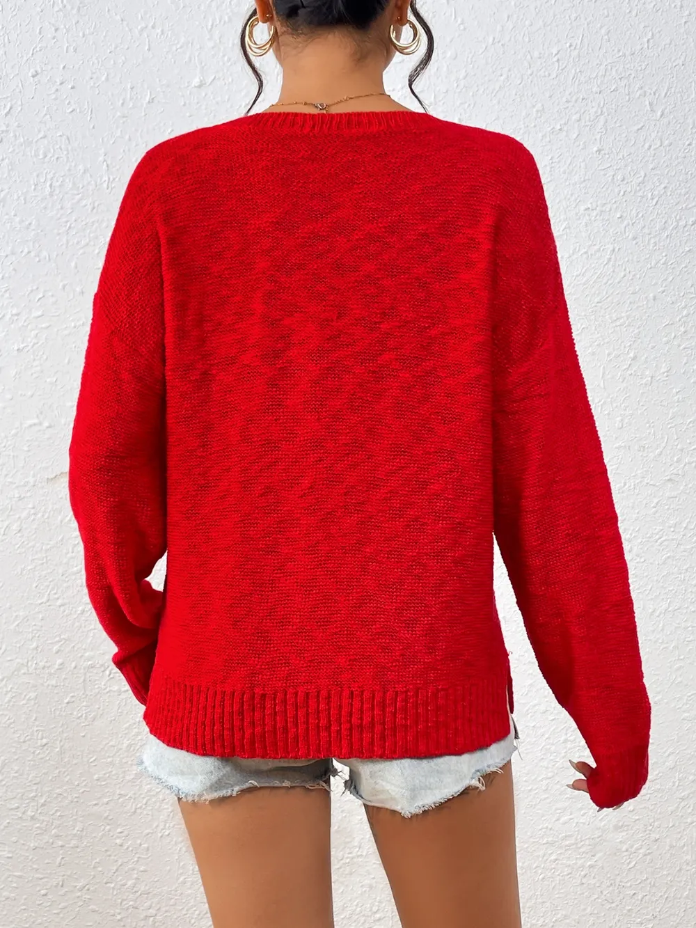 Letter Round Neck Long Sleeve Sweater, image 2