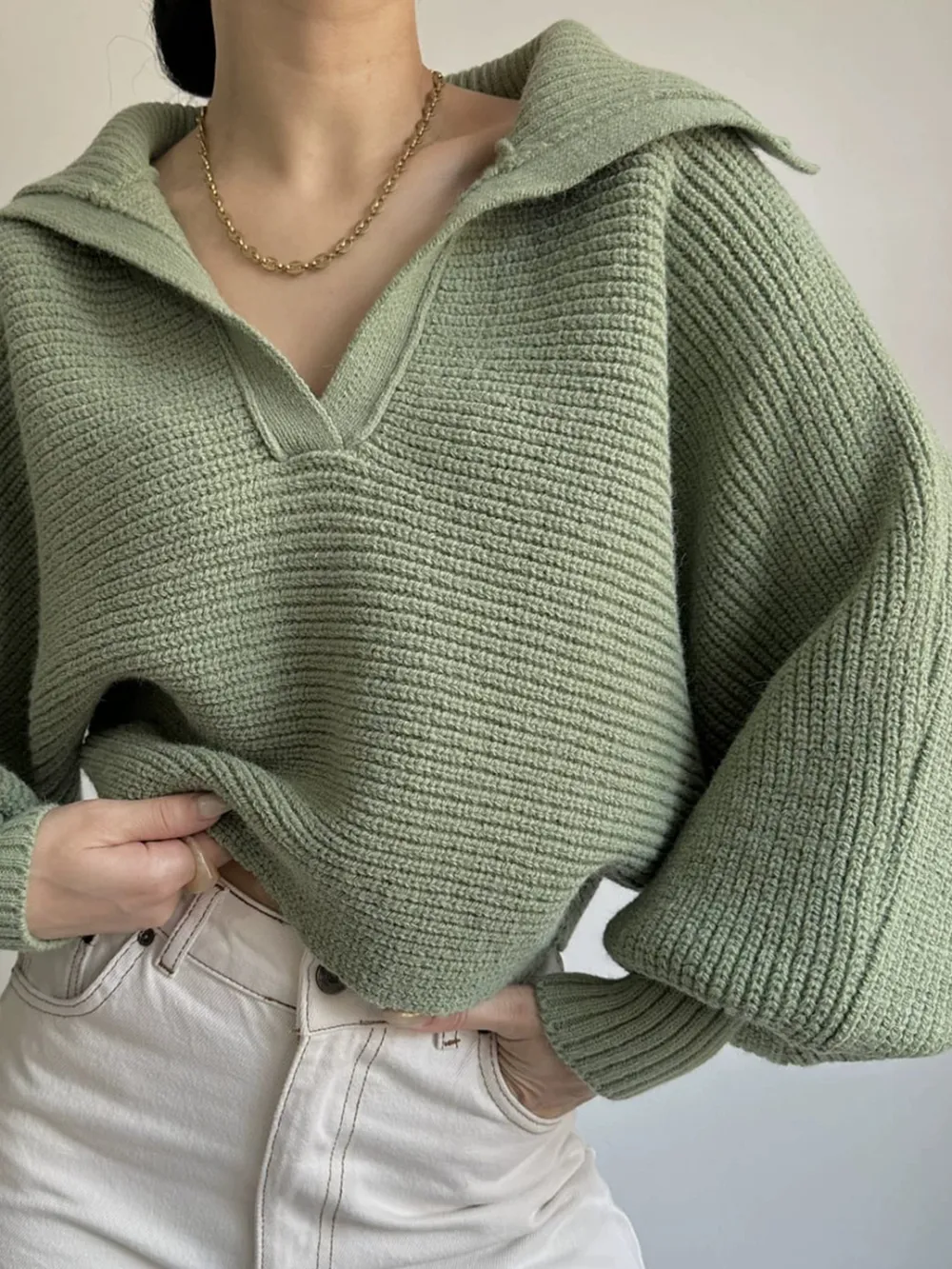 Johnny Collar Long Sleeve Sweater, image 16