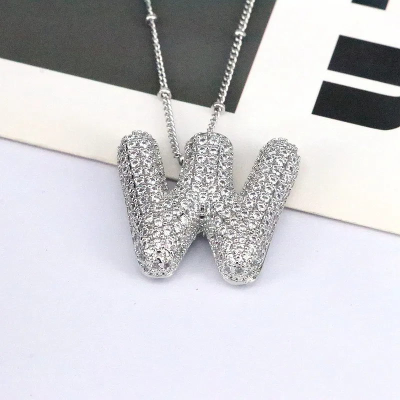 Copper Inlaid Zircon Letter Pendant Necklace, image 12