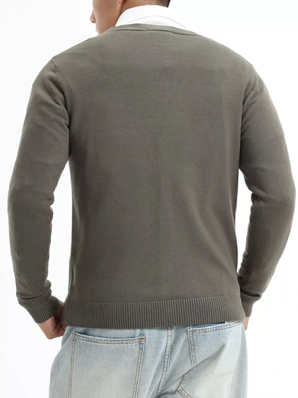 Men's Plus Size Button-Down Knit Cardigan, image 8