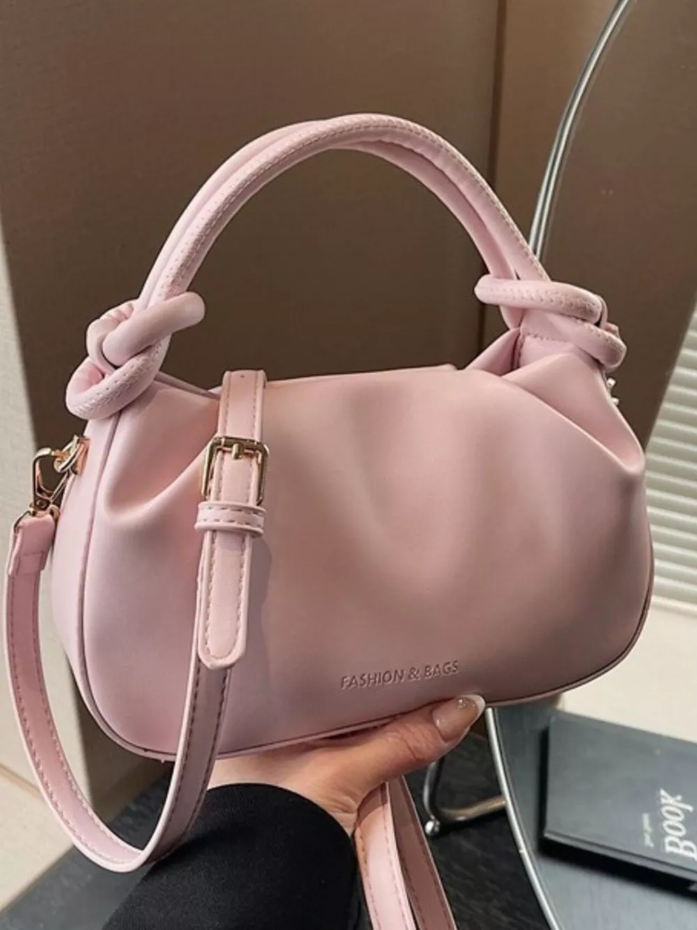 Knot Handle Ruched Crossbody Bag, image 6