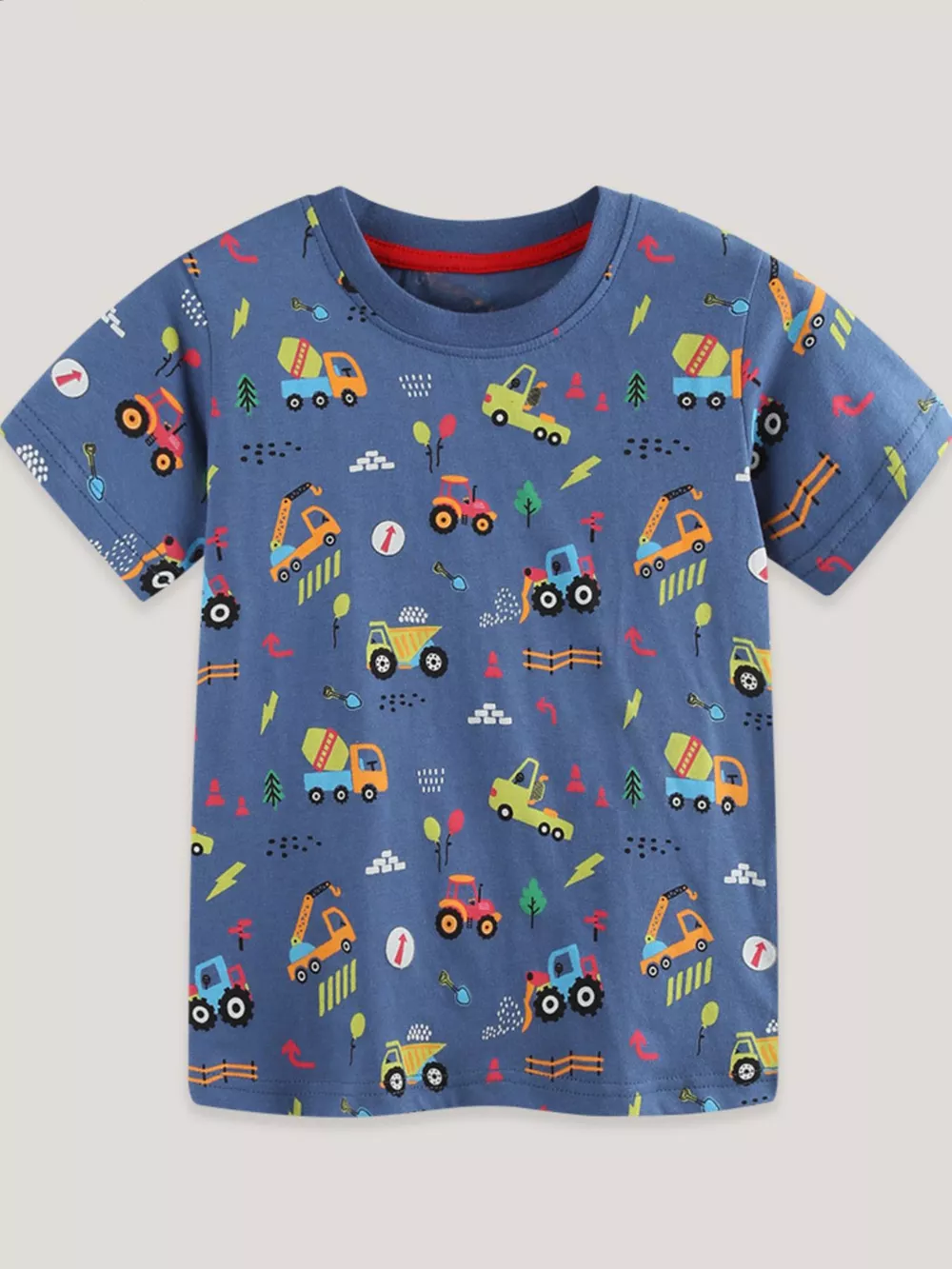 Children's Construction Vehicle Print Short Sleeve T-Shirt, image 2