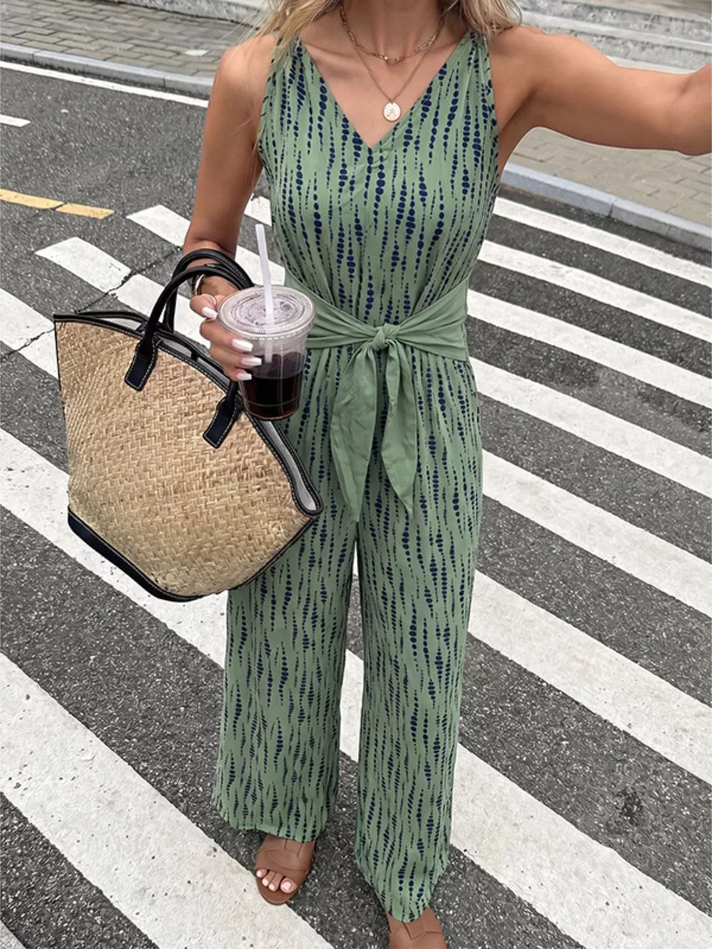 Printed Wide Leg Jumpsuit, image 17