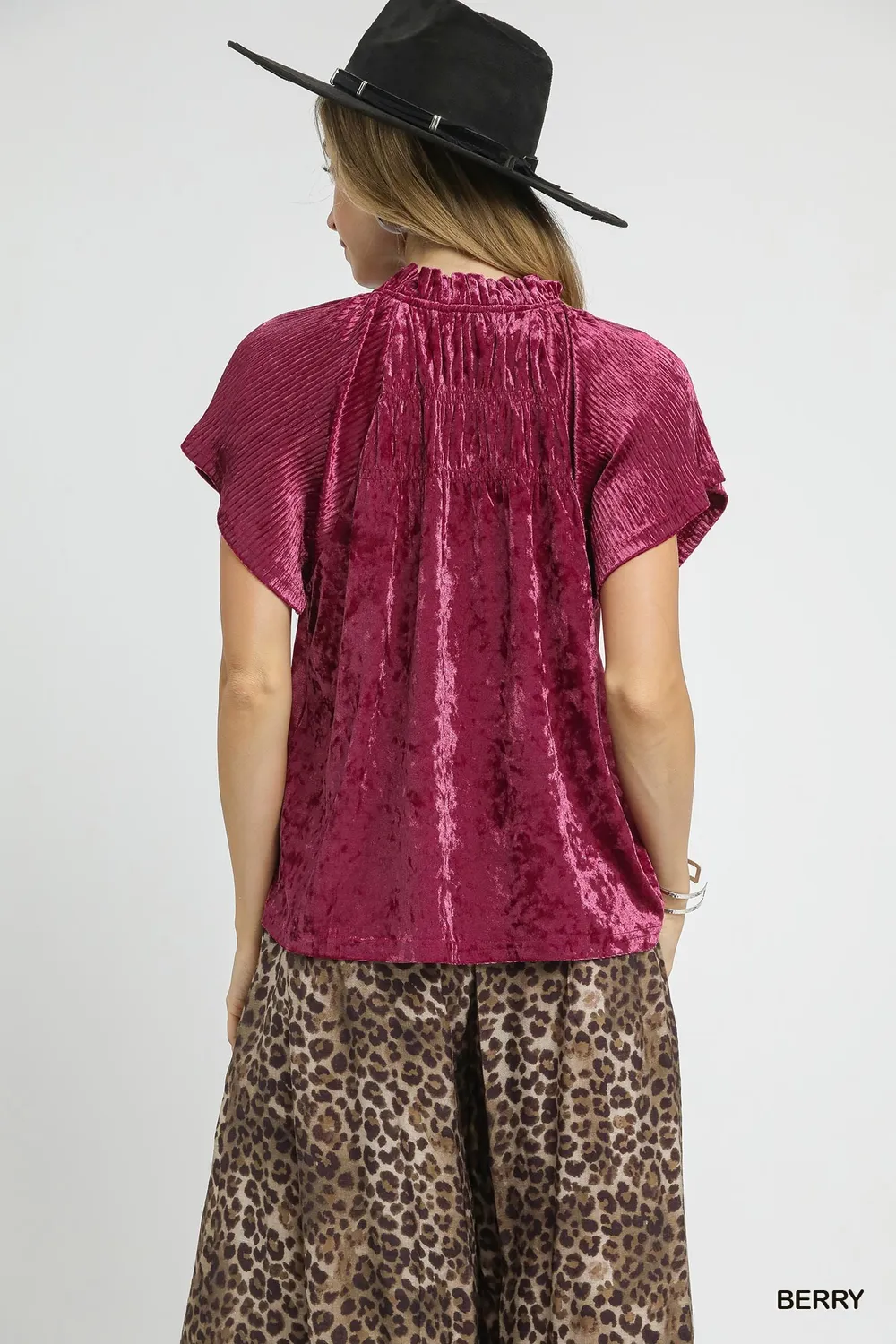 Crushed Velvet Pleated Blouse, image 3