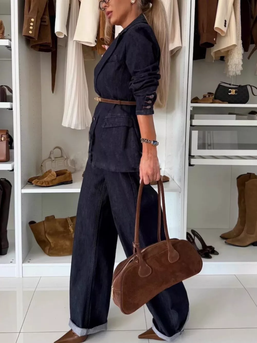 Single-Breasted Blazer and Jeans Denim Set, image 5