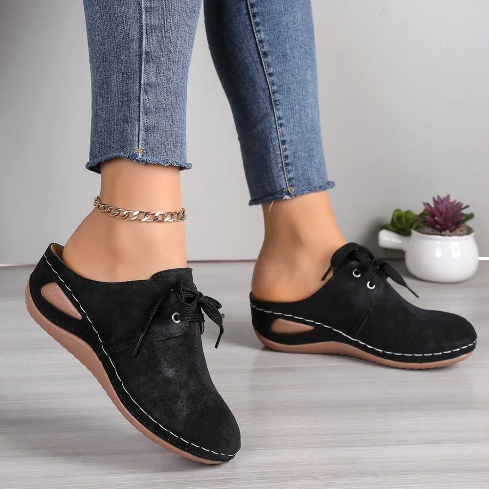 Lace-Up Round Toe Wedge Sandals, image 5