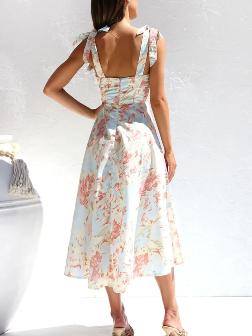 Tie-Shoulder Sweetheart Neck Summer Dress, image 10