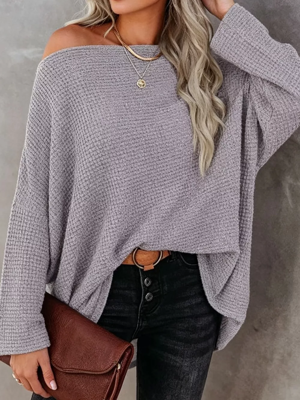 One-Shoulder Waffle Knit Top, image 7