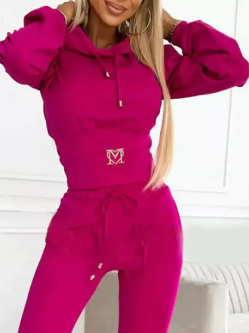 Full Size Drawstring Cropped Hoodie and Pants Set Plus Size, image 22
