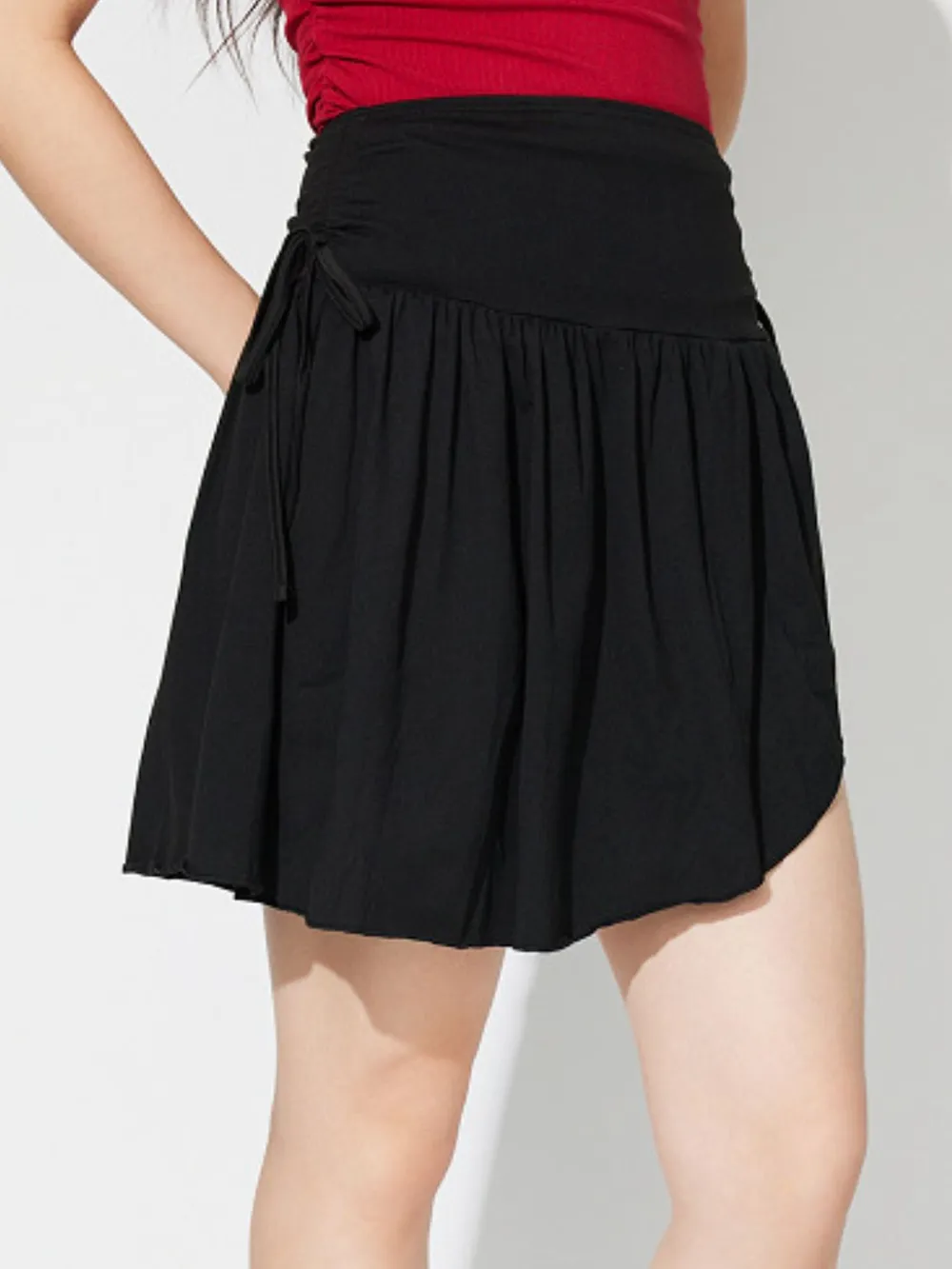 Side Tie Asymmetric Hem Mini Skirt, image 3