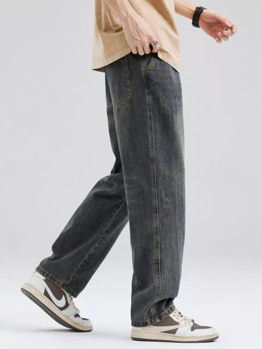 Men's Full Size Washed Relaxed Fit Jeans Plus Size, image 5