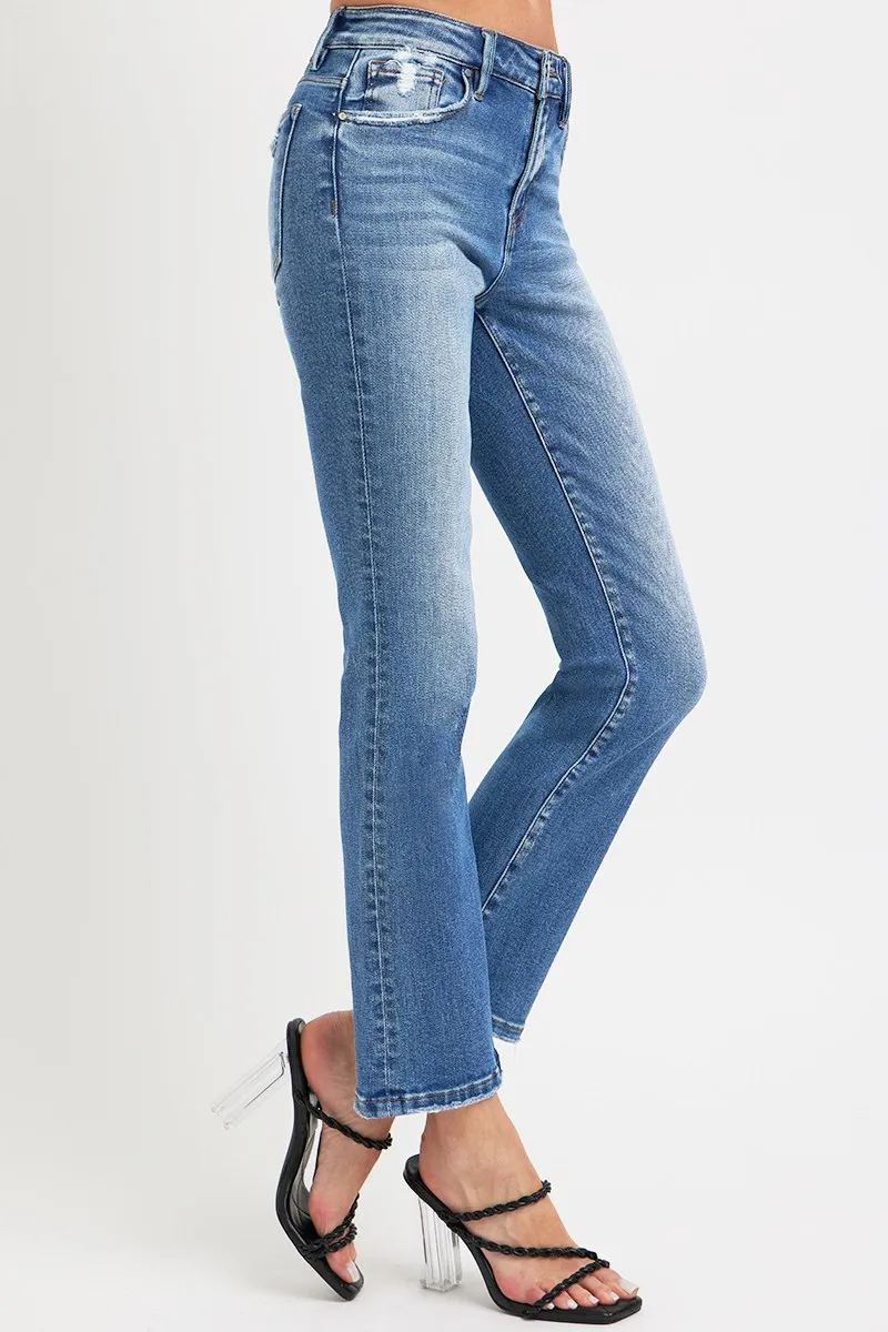 Full Size Mid Rise Ankle Straight Jeans with Pockets, image 5