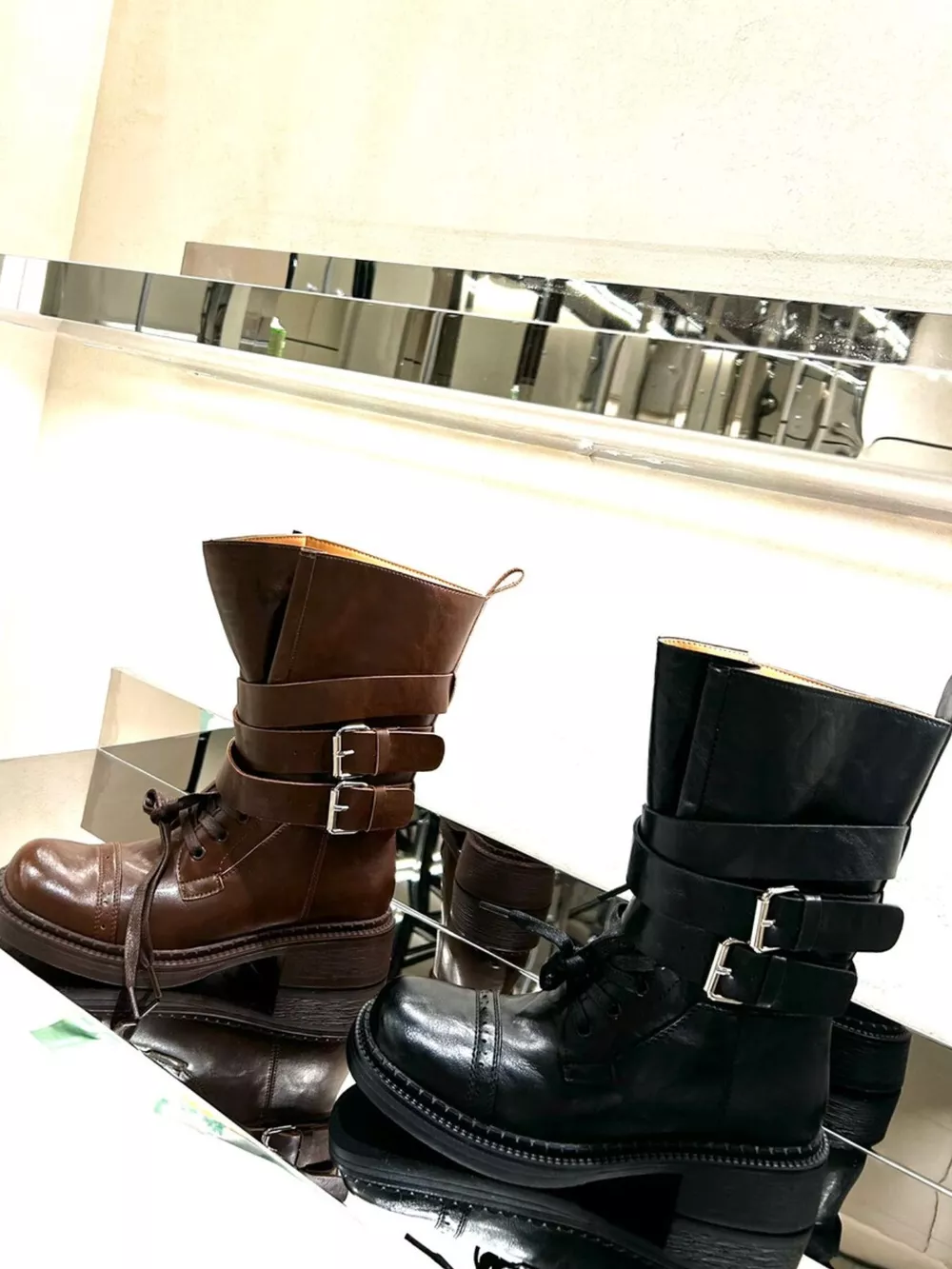 Buckled Leather Block Heel Boots, image 4