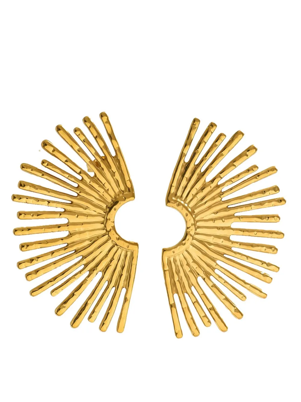 18K Gold-Plated Stainless Steel Sunburst Earrings, image 4