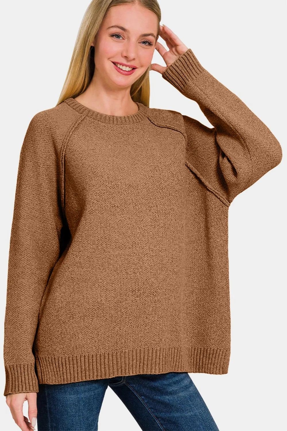 Side Slit Raglan Sleeve Sweater, image 3