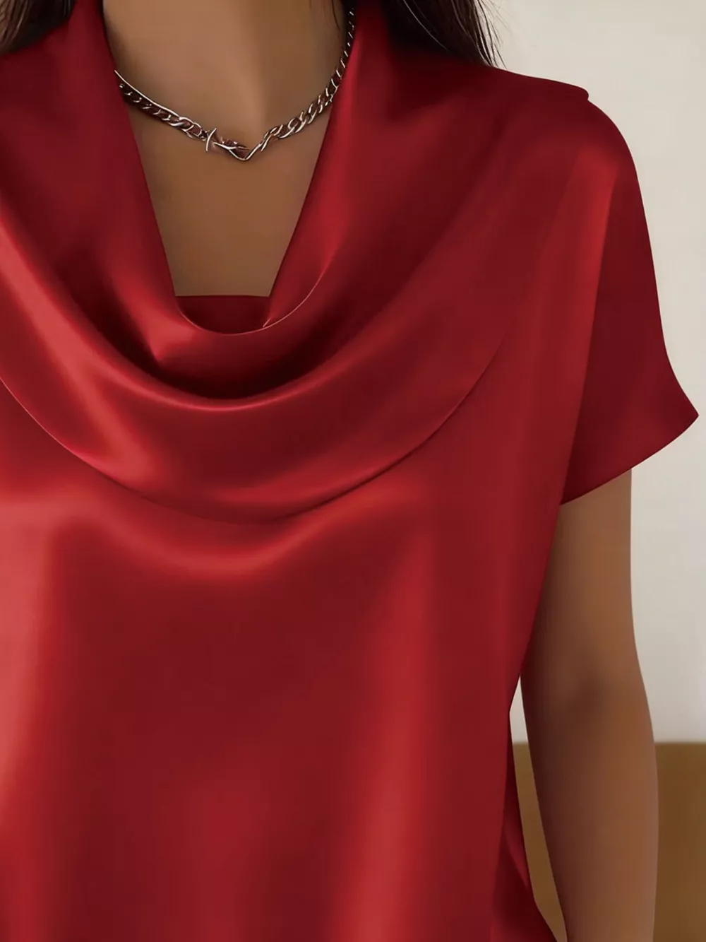 Cowl Neck Short Sleeve Blouse, image 7