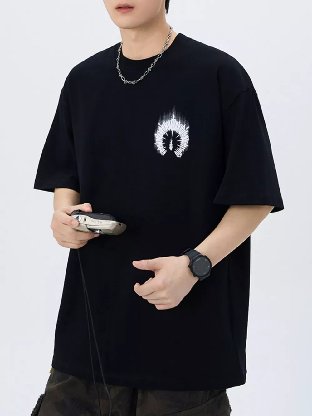 Men's Plus Size Round Neck Short Sleeve T-Shirt, image 2