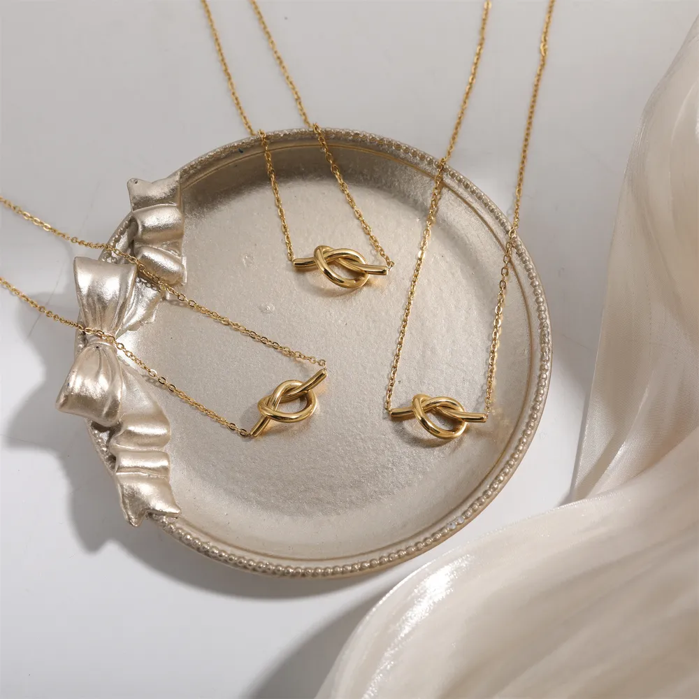 18K Gold-Plated Knotted Necklace, image 2