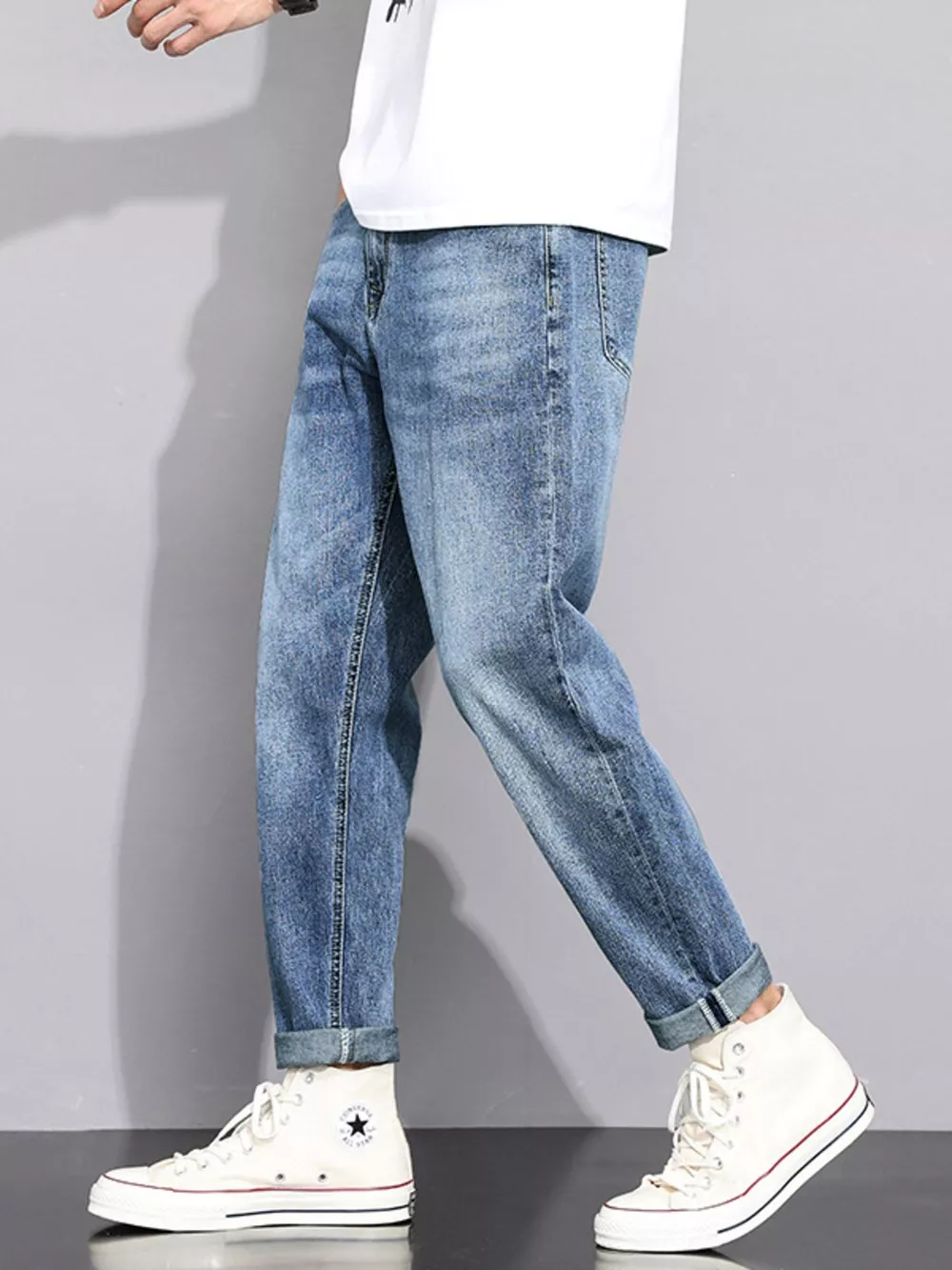 Men's Washed Straight Leg Jeans