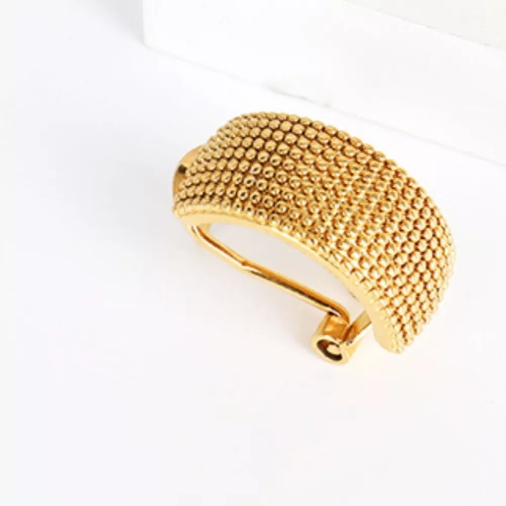 18K Gold-Plated Textured Wide Band Hoop Earrings, image 3