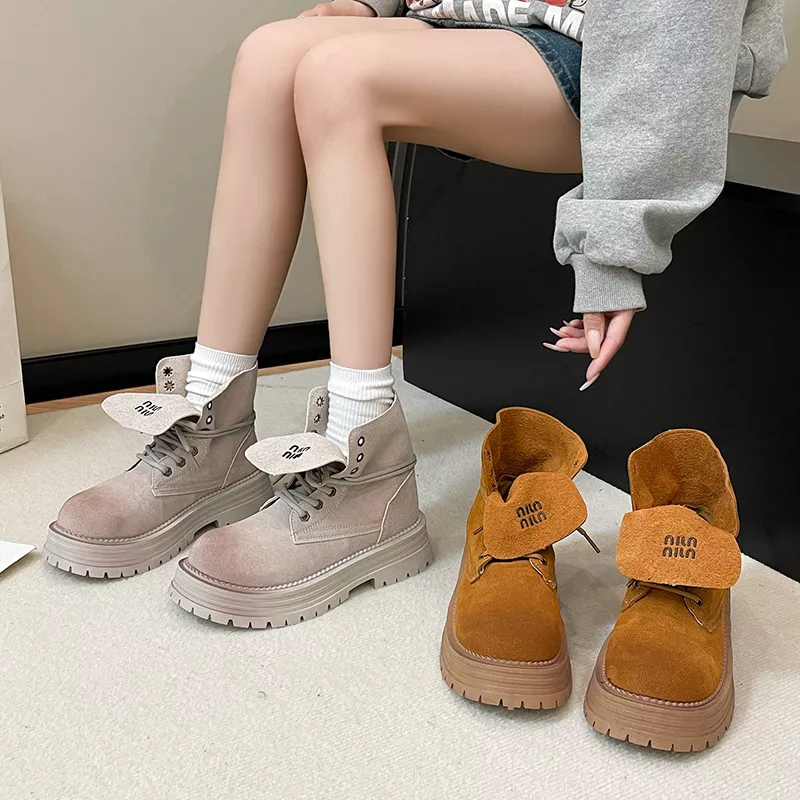 Lace Up Round Toe Platform Boots, image 2