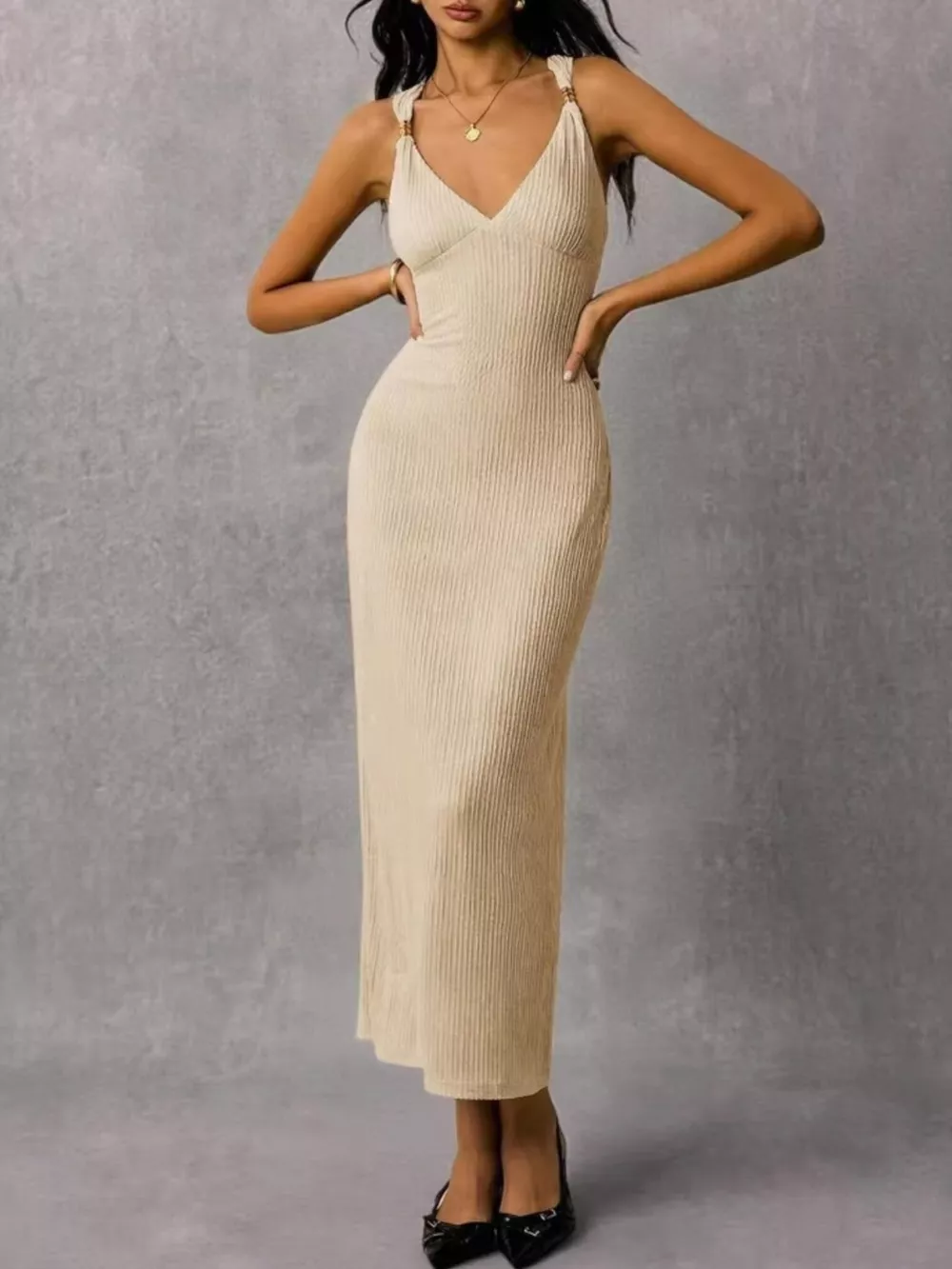Sleeveless Ribbed Knit Midi Dress, image 20