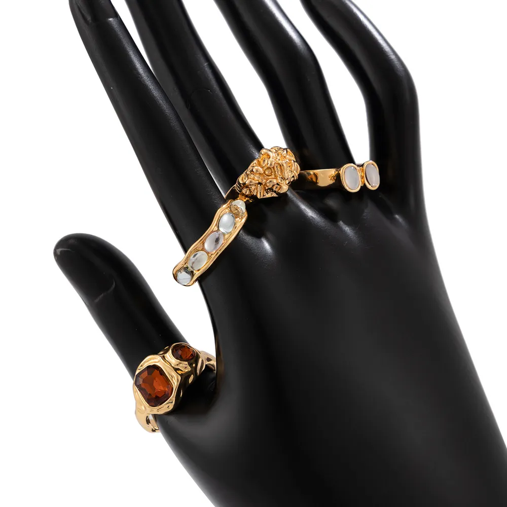 4-Piece Stainless Steel Inlaid Rhinestone Ring, image 4