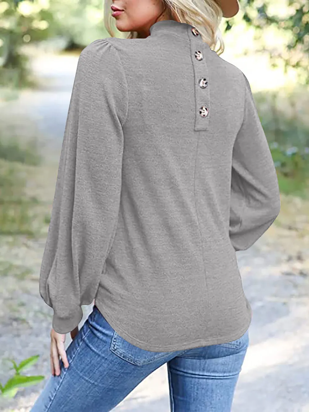 Full Size Mock Neck Long Sleeve T-Shirt, image 7