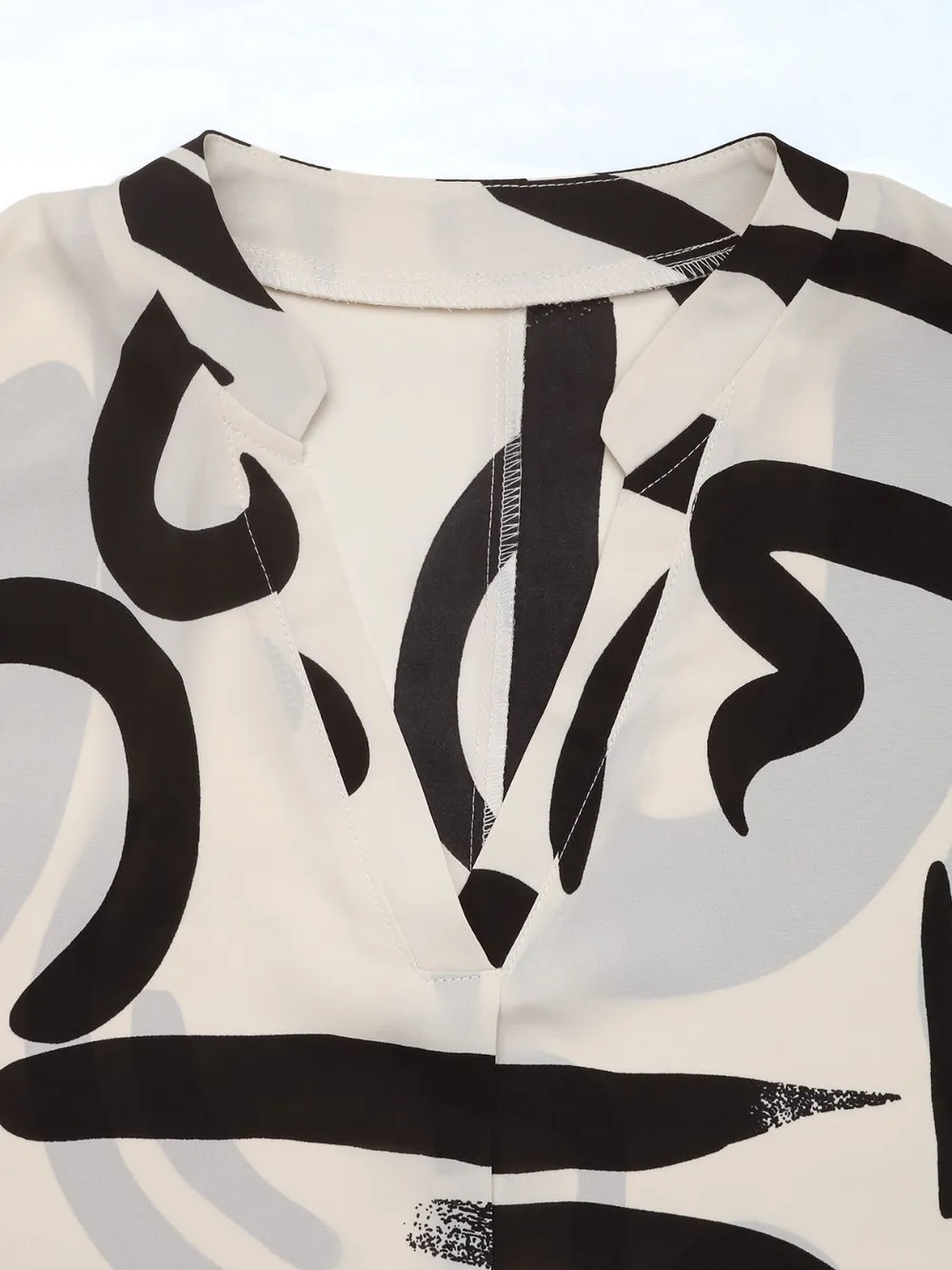 Printed Notched Half Sleeve Blouse, image 9