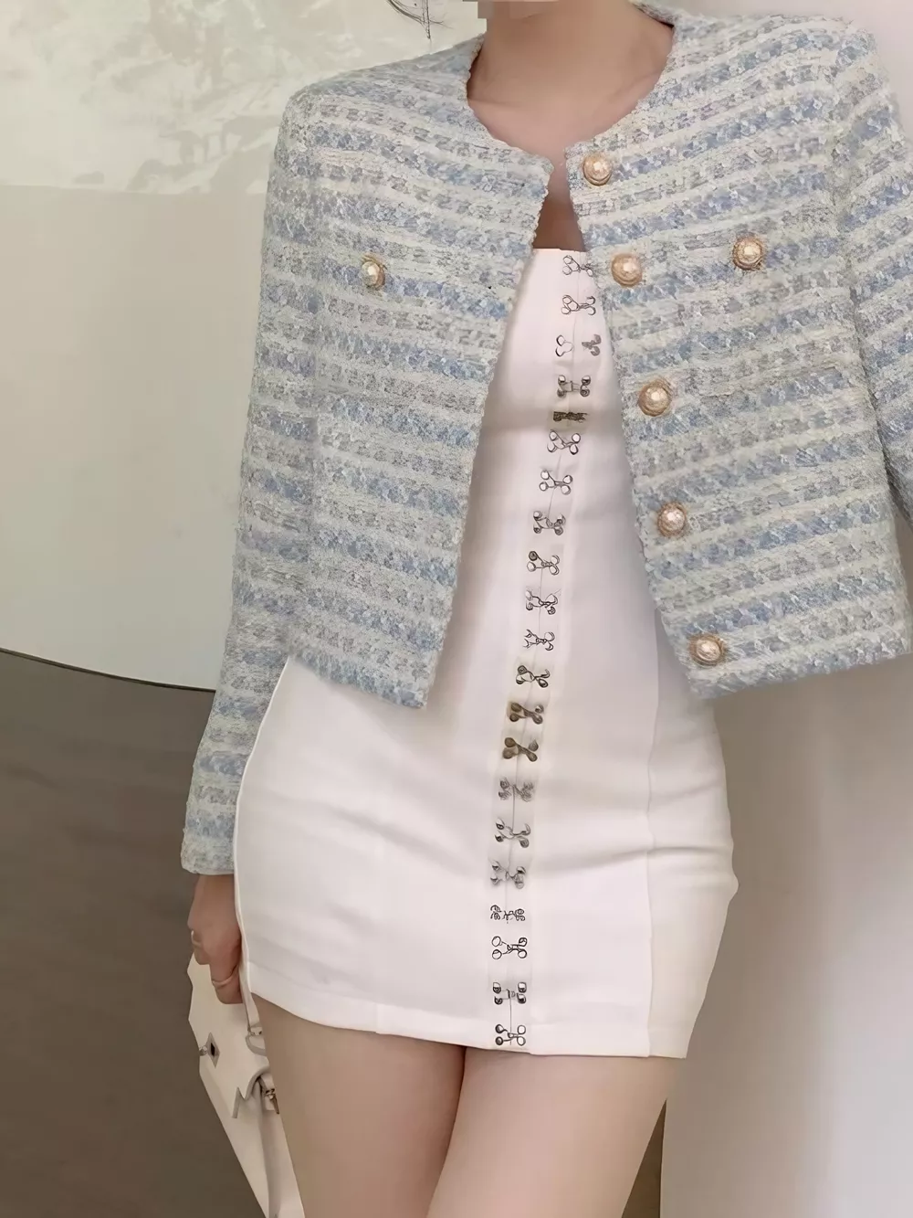 Button Up Cropped Tweed Outerwear, image 4