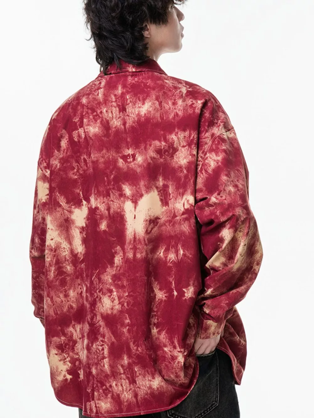 Men's Plus Size Tie-Dye Button-Up Shirt, image 5