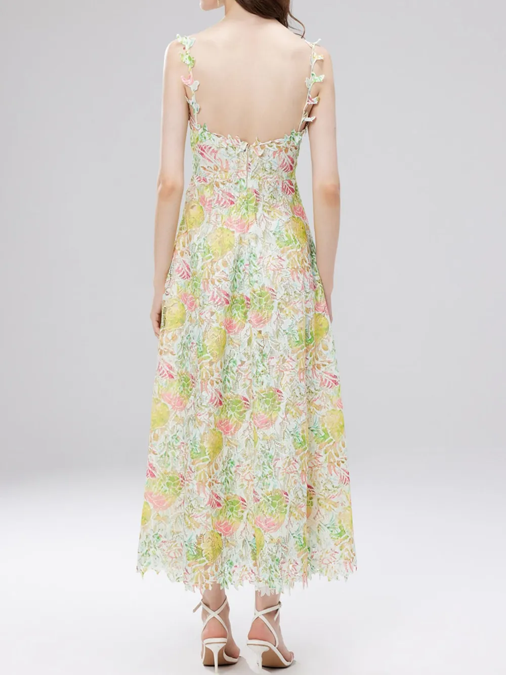 Floral Lace Sleeveless V-Neck Midi Dress, image 17