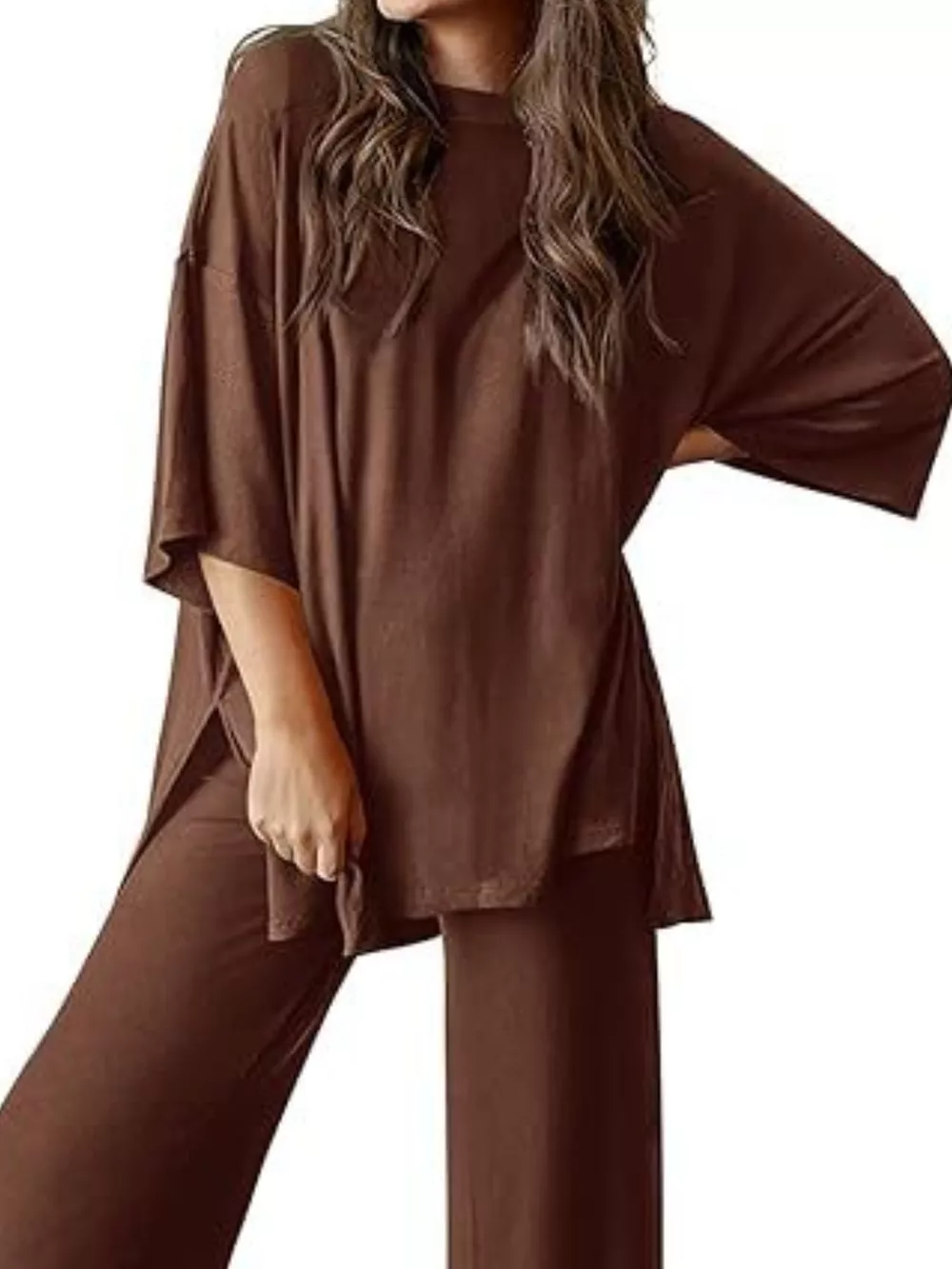 Relaxed Fit Round Neck Top and Pants Two-Piece Set, image 19