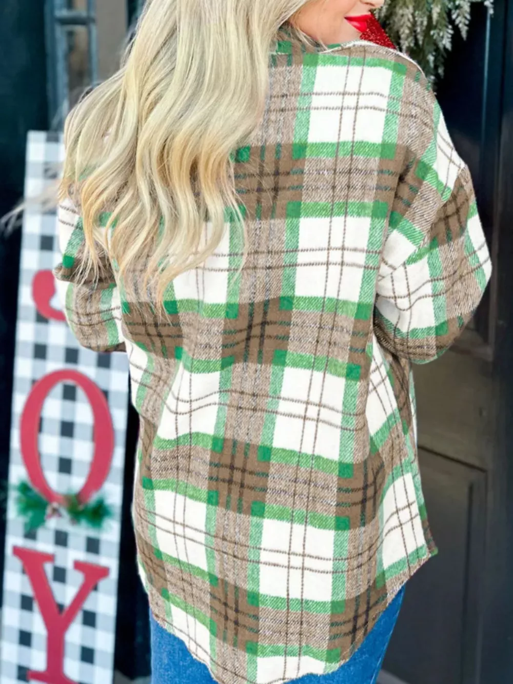 Plaid Button-Down Long Sleeve Shacket, image 9
