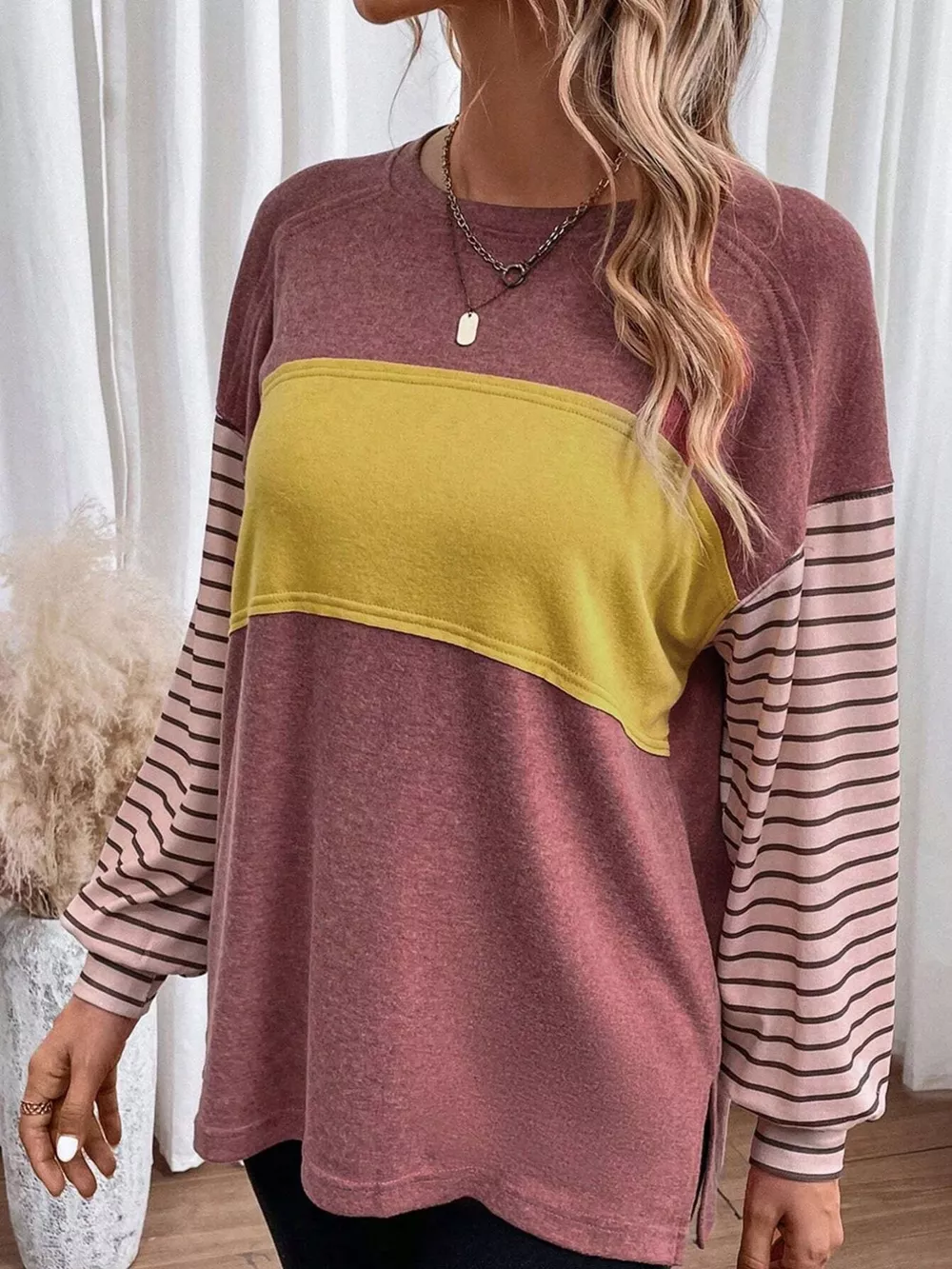 Striped Color Block Long Sleeve T-Shirt, image 12