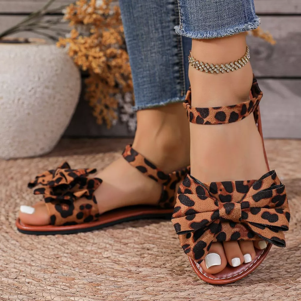 Leopard Print Bow Sandals, image 6