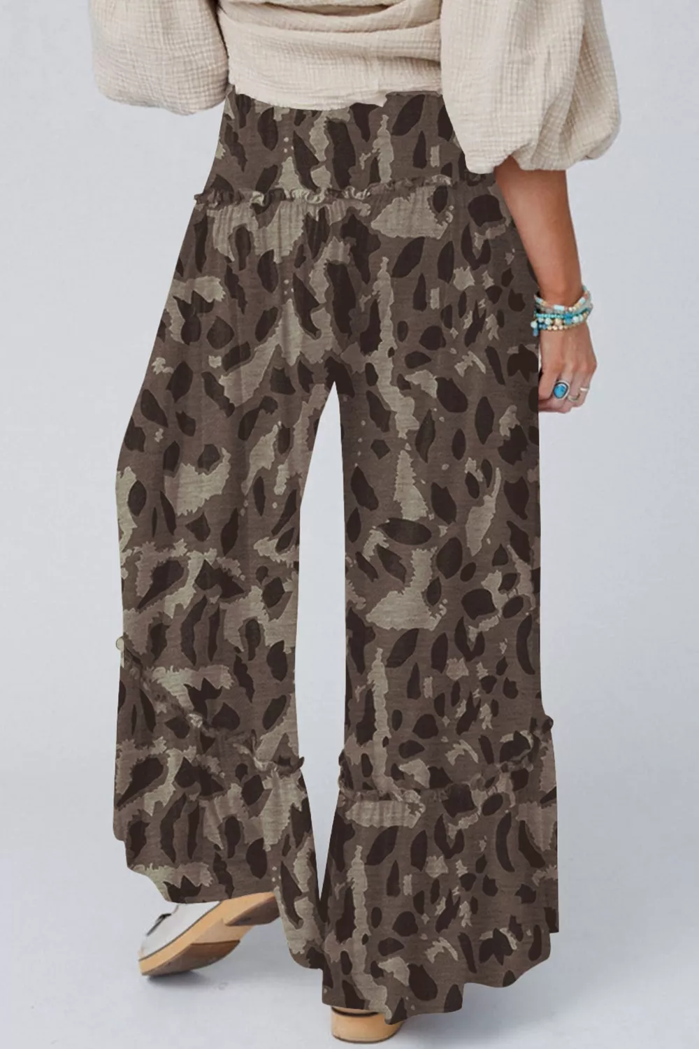 Camo Print Wide Leg Casual Pants, image 2