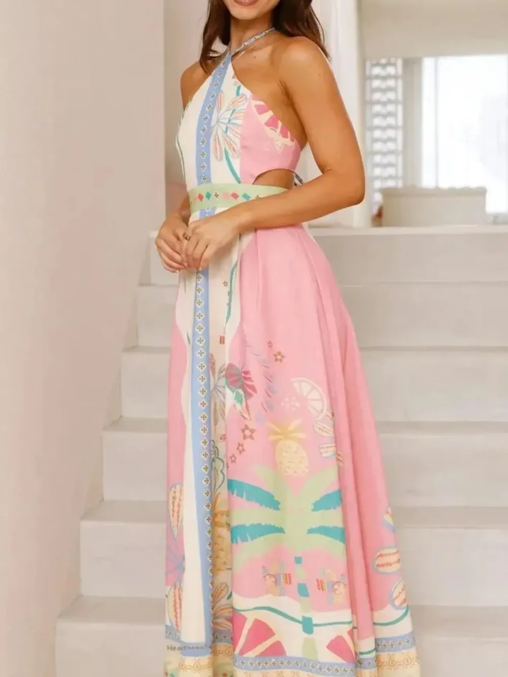 Halter Neck Printed Maxi Dress, image 8