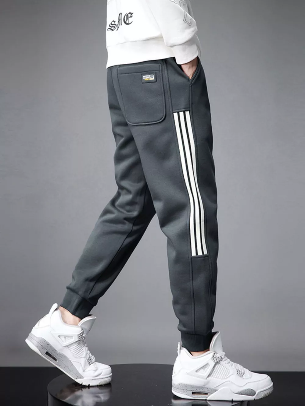 Men's Side Striped Drawstring Joggers, image 9