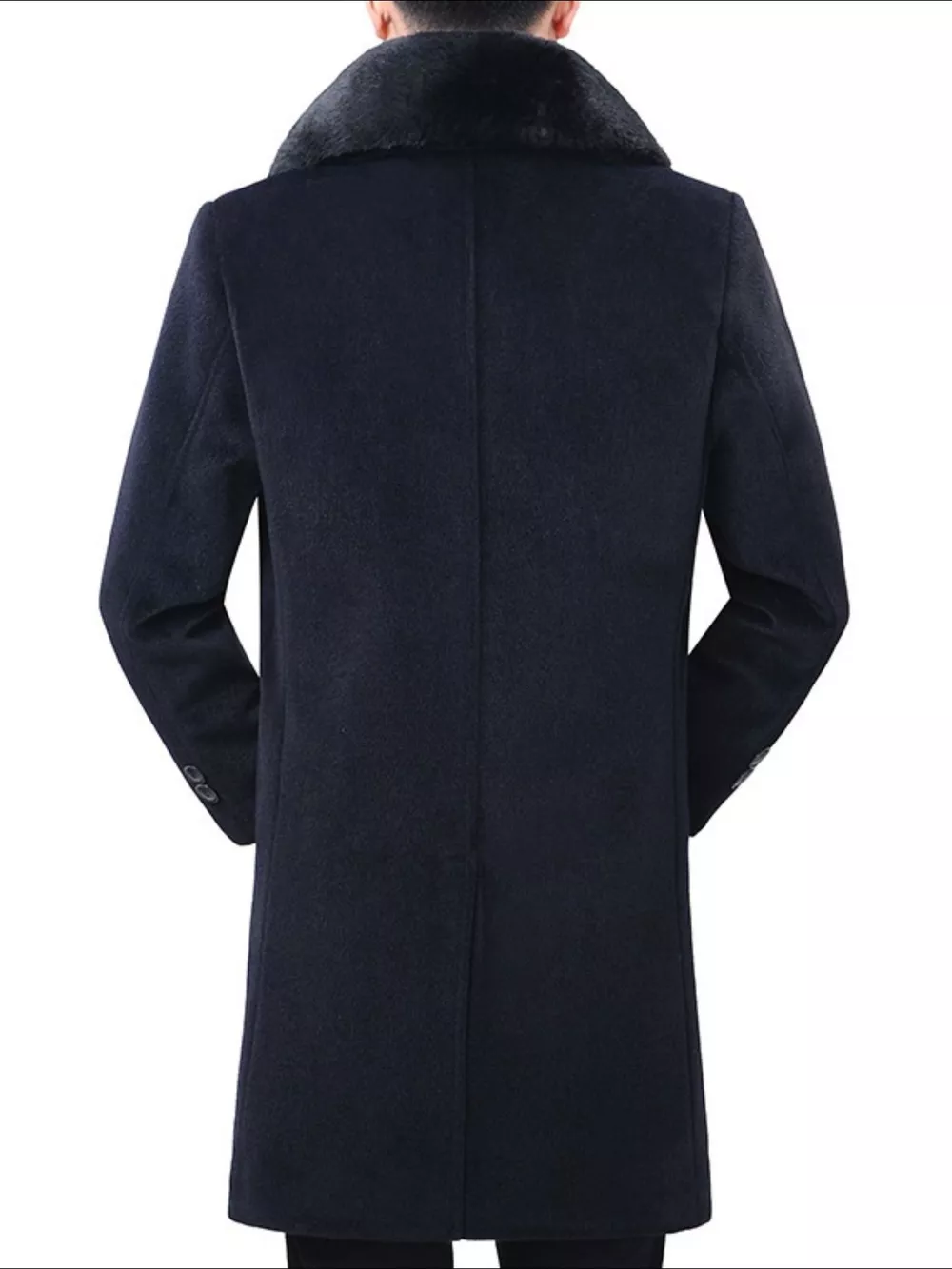 Men's Fur Collar Button Up Overcoat, image 3